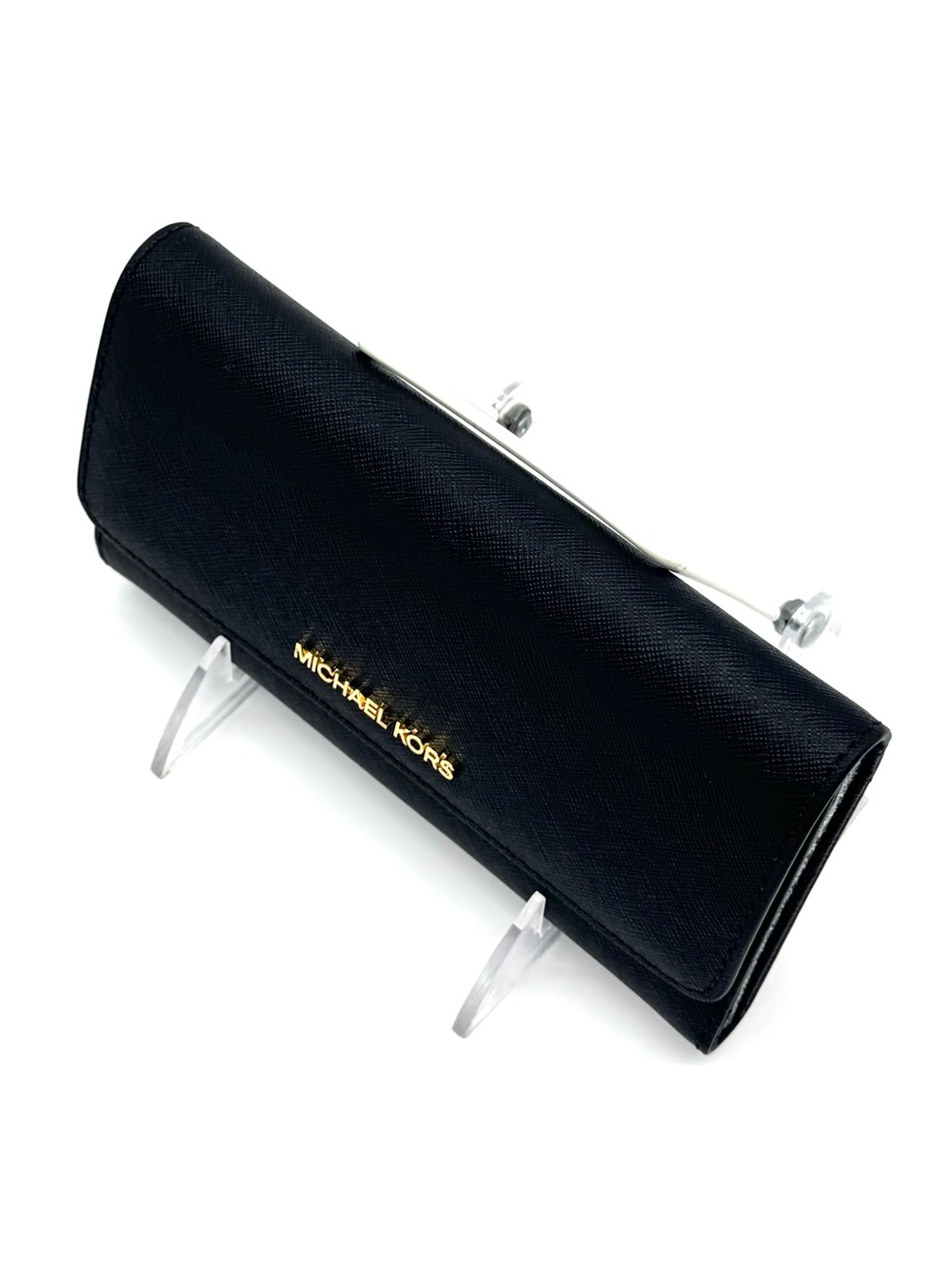 Michael Kors Large Jet Set Travel Trifold Wallet - Black/Gold - Picture 4 of 7